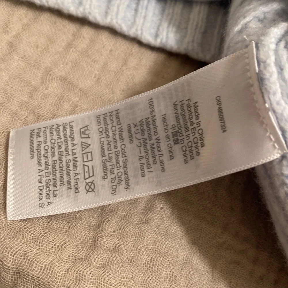Madewell Pointelle-Stitch Mockneck Blue Sweater Size S . Style NU915